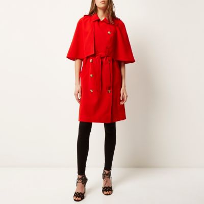 Red cape trench coat